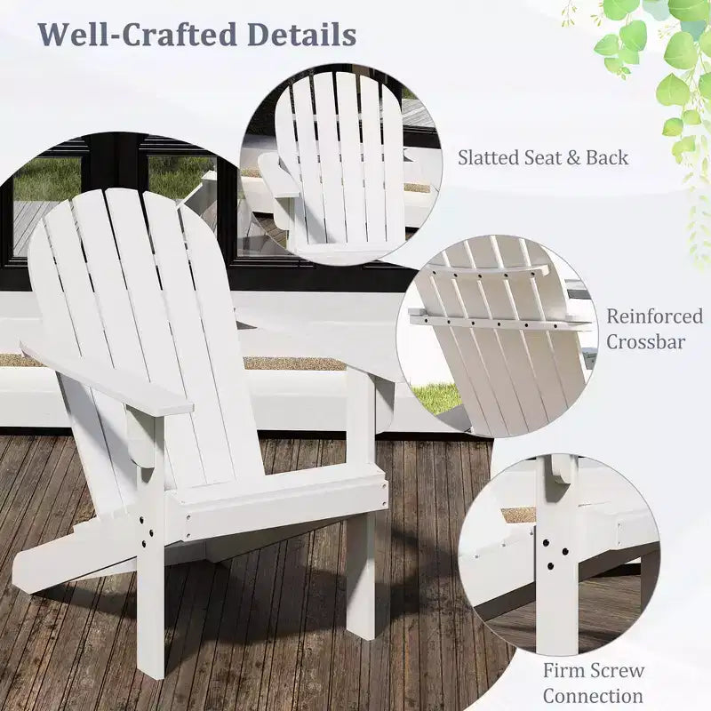 Costway Patio Adirondack Chair with Inclined Seat High Backrest & Wide Armrests White/Blue/Gray/Red