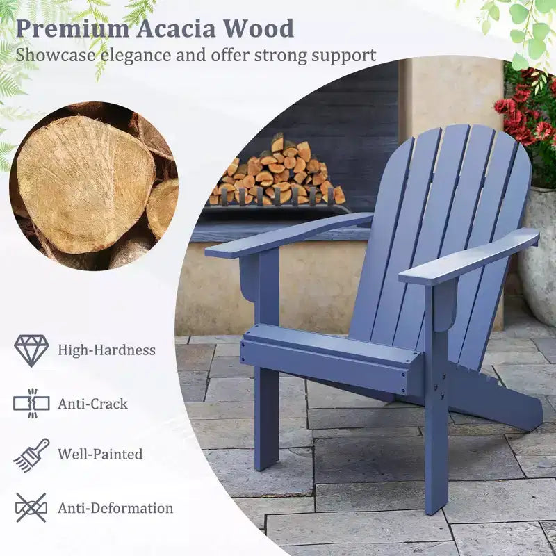 Costway Patio Adirondack Chair with Inclined Seat High Backrest & Wide Armrests White/Blue/Gray/Red