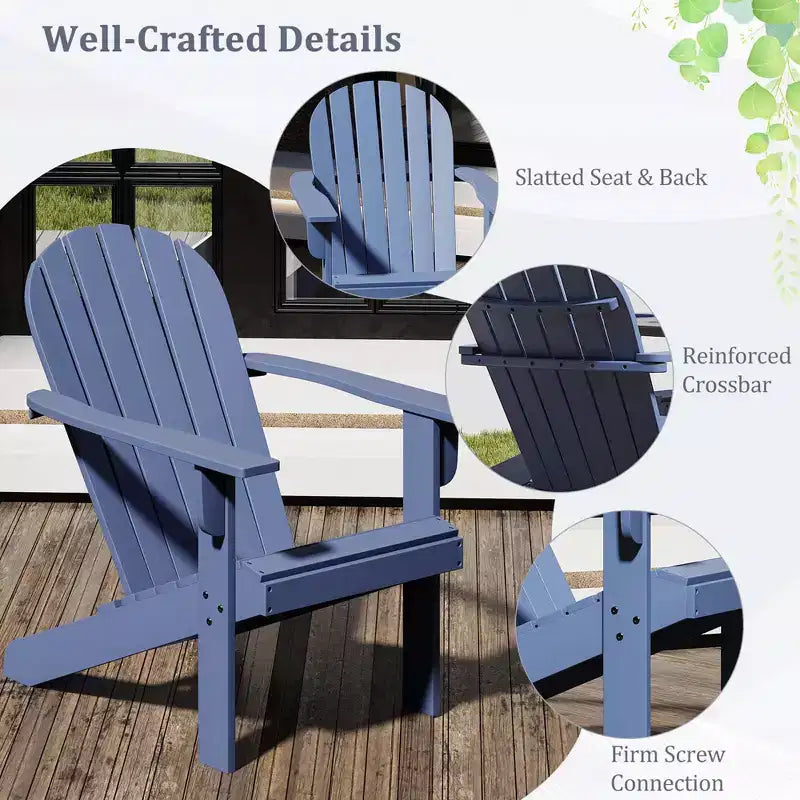 Costway Patio Adirondack Chair with Inclined Seat High Backrest & Wide Armrests White/Blue/Gray/Red