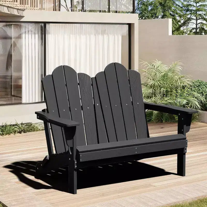 Fauteuil Adirondack 2 places Hyleory, Chaise double moelleuse, Fauteuil pliant de balcon Cloud, Résistant aux intempéries