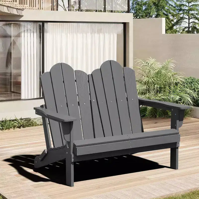 Fauteuil Adirondack 2 places Hyleory, Chaise double moelleuse, Fauteuil pliant de balcon Cloud, Résistant aux intempéries