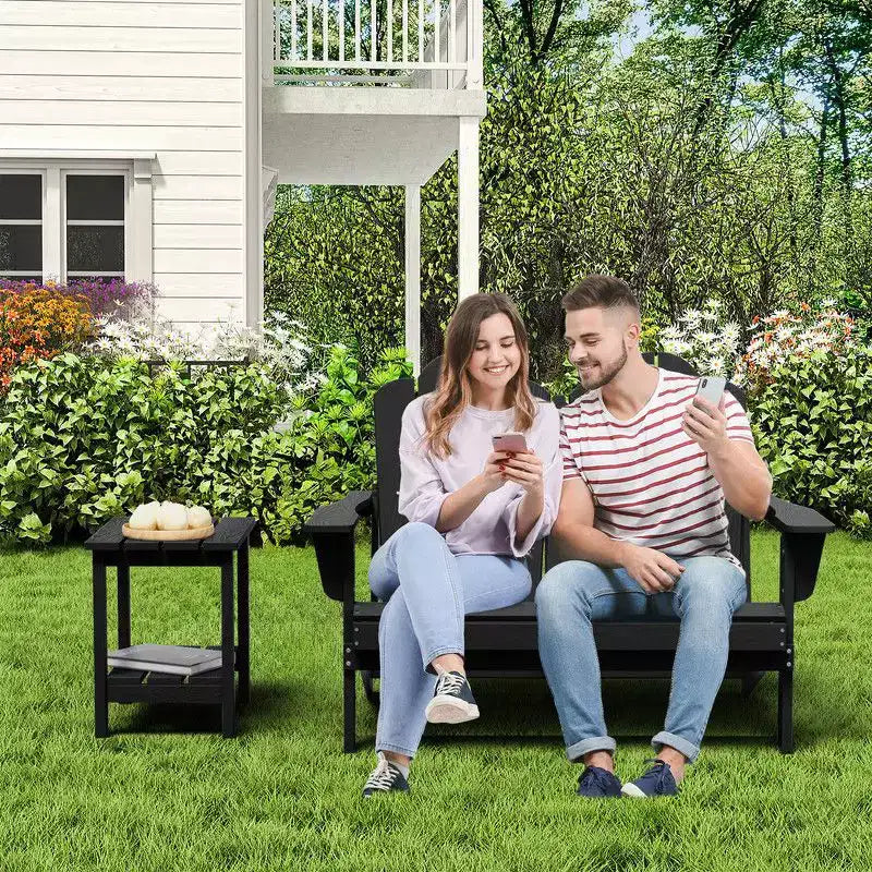 Fauteuil Adirondack 2 places Hyleory, Chaise double moelleuse, Fauteuil pliant de balcon Cloud, Résistant aux intempéries