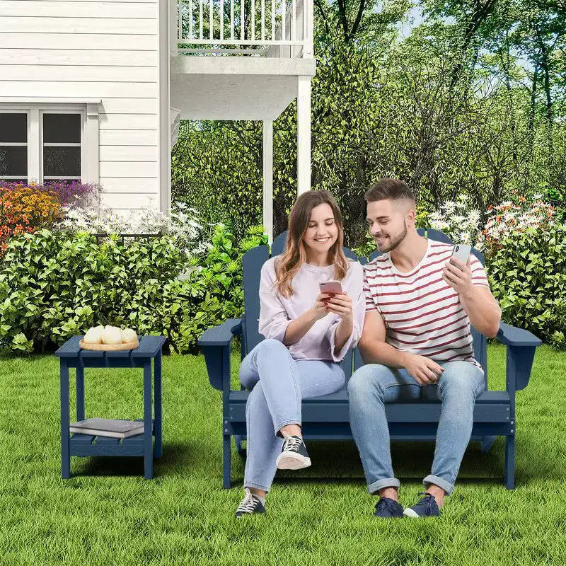 Fauteuil Adirondack 2 places Hyleory, Chaise double moelleuse, Fauteuil pliant de balcon Cloud, Résistant aux intempéries