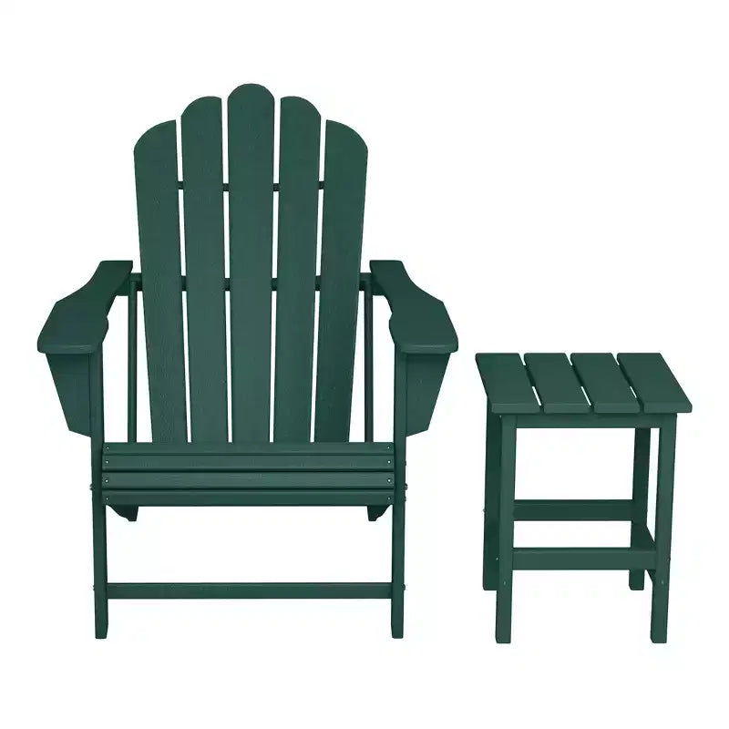 WestinTrends Highland Outdoor Patio HDPE Adirondack Chair With Cup Holder and Table Set