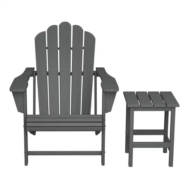 WestinTrends Highland Outdoor Patio HDPE Adirondack Chair With Cup Holder and Table Set