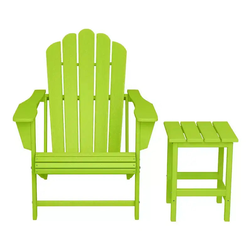 WestinTrends Highland Outdoor Patio HDPE Adirondack Chair With Cup Holder and Table Set