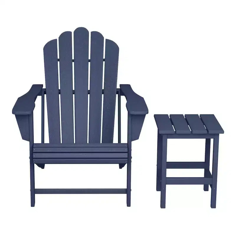 WestinTrends Highland Outdoor Patio HDPE Adirondack Chair With Cup Holder and Table Set