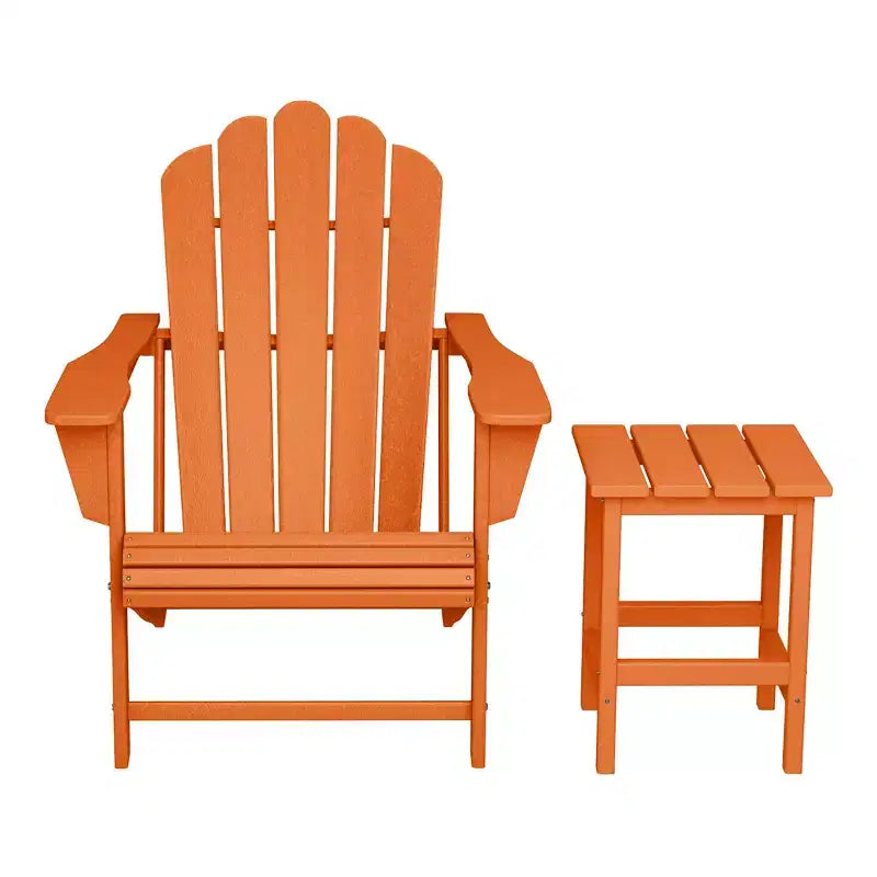 WestinTrends Highland Outdoor Patio HDPE Adirondack Chair With Cup Holder and Table Set