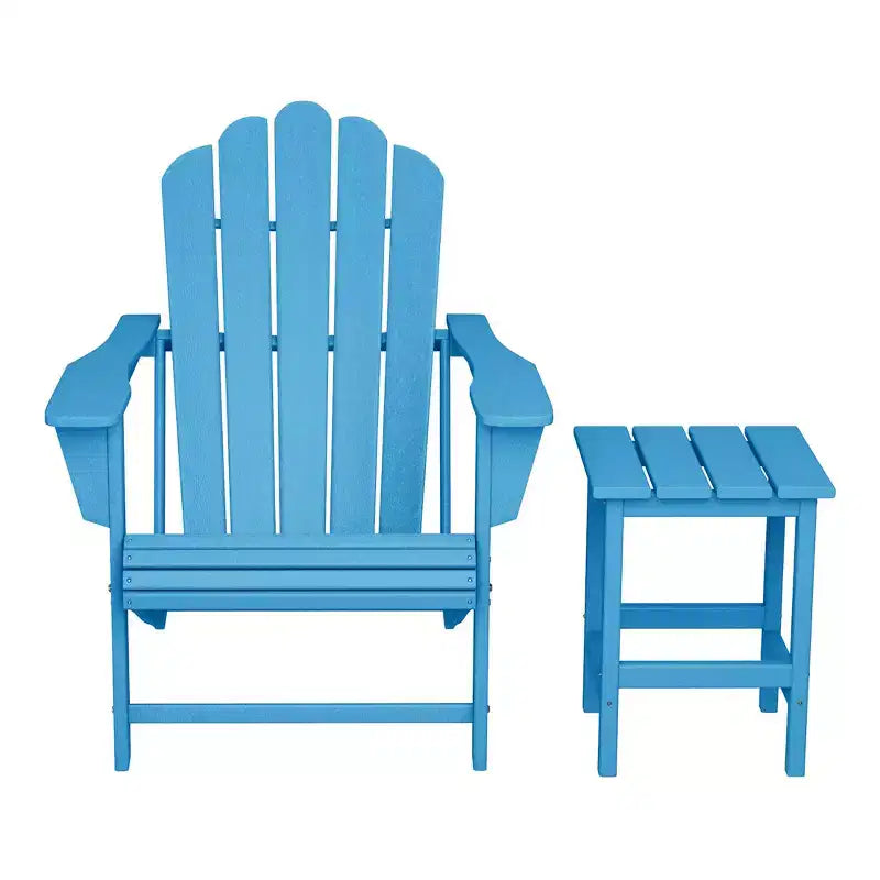 WestinTrends Highland Outdoor Patio HDPE Adirondack Chair With Cup Holder and Table Set