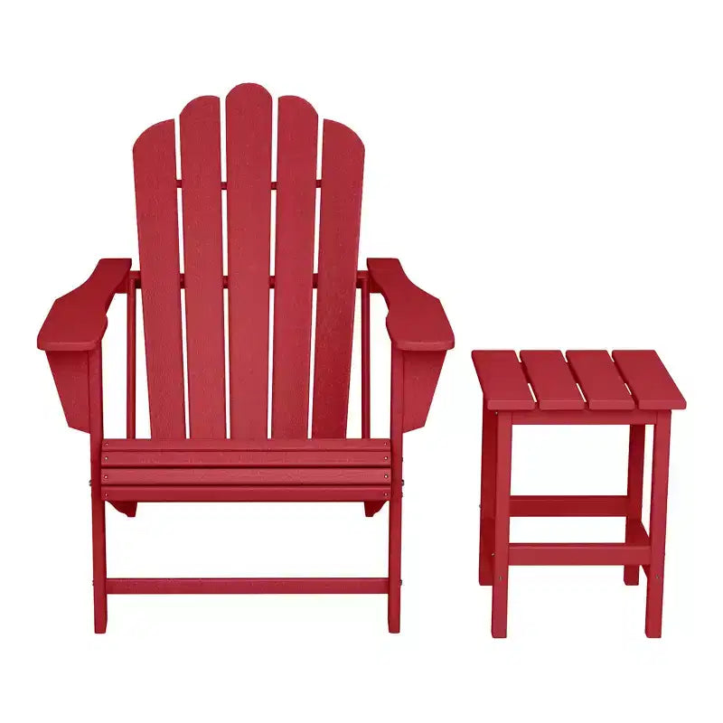 WestinTrends Highland Outdoor Patio HDPE Adirondack Chair With Cup Holder and Table Set
