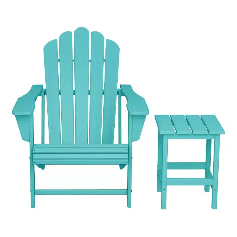 WestinTrends Highland Outdoor Patio HDPE Adirondack Chair With Cup Holder and Table Set
