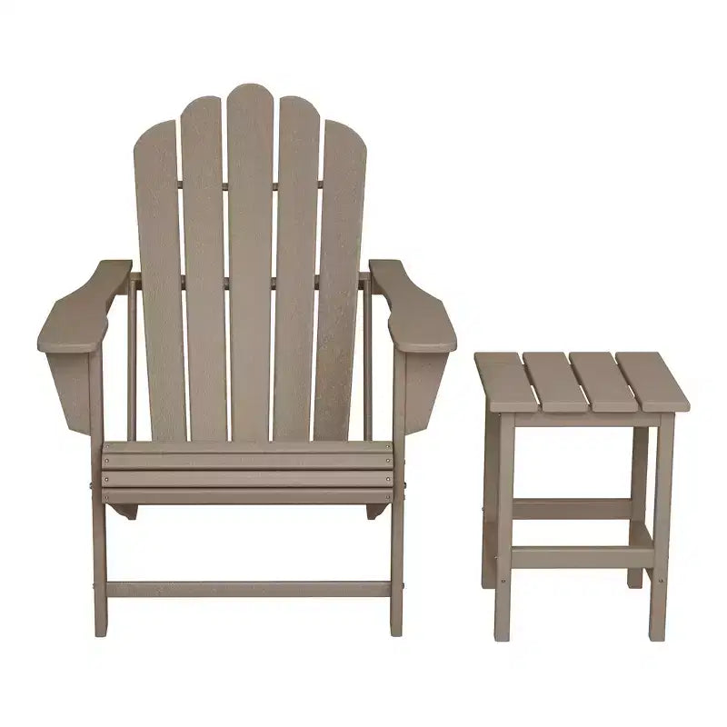 WestinTrends Highland Outdoor Patio HDPE Adirondack Chair With Cup Holder and Table Set