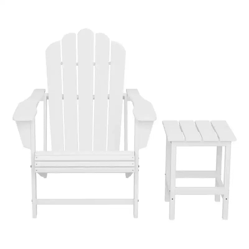WestinTrends Highland Outdoor Patio HDPE Adirondack Chair With Cup Holder and Table Set