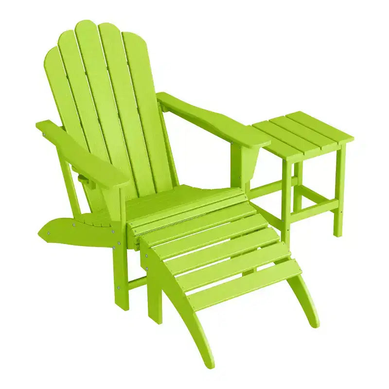 WestinTrends 3-Piece Adirondack Chair with Cup Holder and Folding Ottoman and Table Set