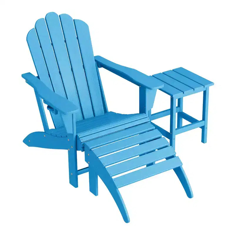 WestinTrends 3-Piece Adirondack Chair with Cup Holder and Folding Ottoman and Table Set