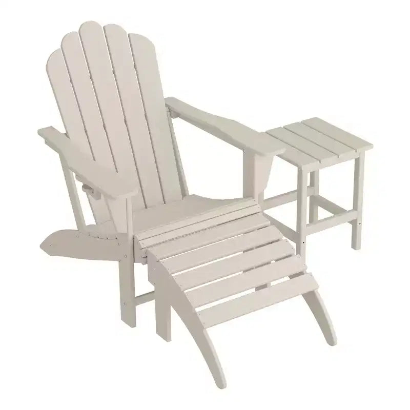 WestinTrends 3-Piece Adirondack Chair with Cup Holder and Folding Ottoman and Table Set