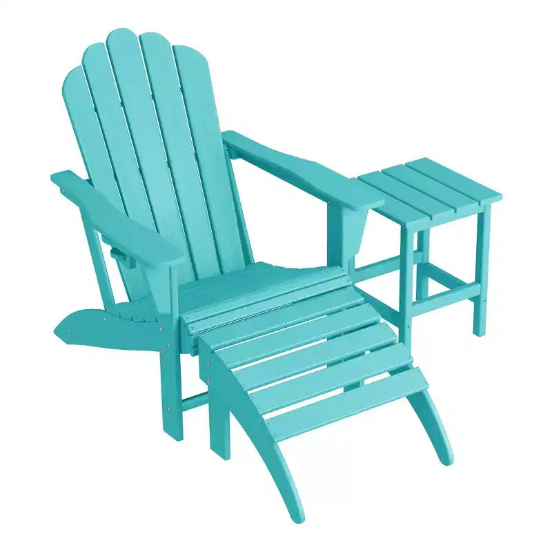 WestinTrends 3-Piece Adirondack Chair with Cup Holder and Folding Ottoman and Table Set