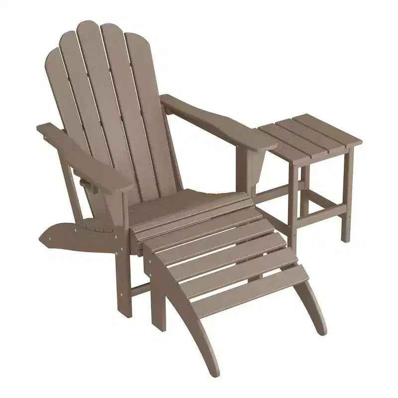 WestinTrends 3-Piece Adirondack Chair with Cup Holder and Folding Ottoman and Table Set
