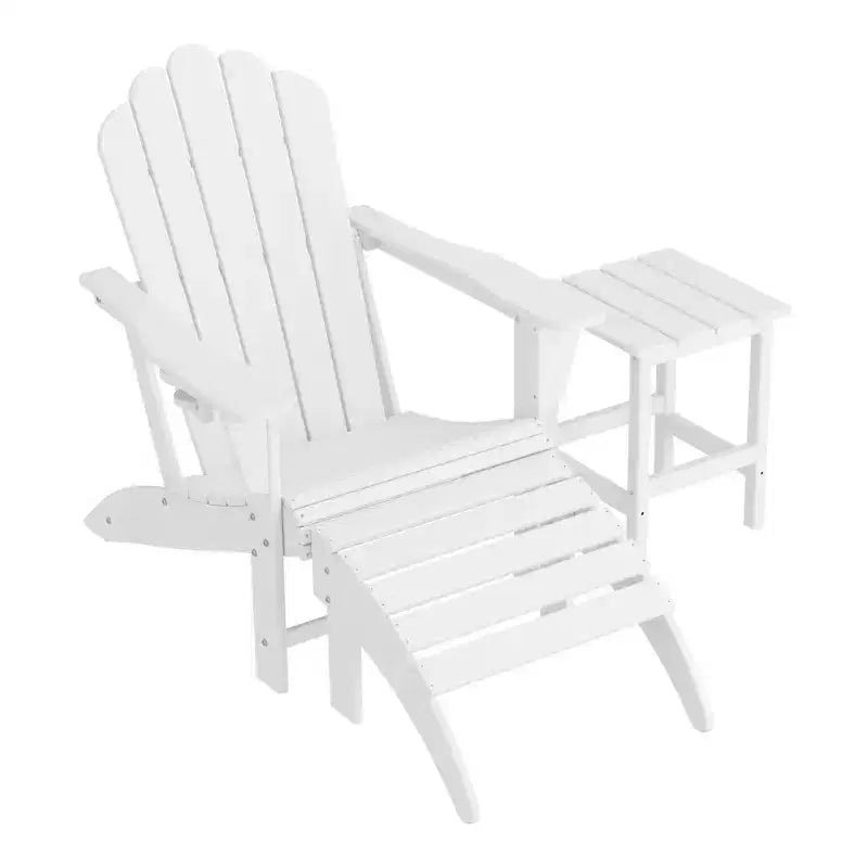 WestinTrends 3-Piece Adirondack Chair with Cup Holder and Folding Ottoman and Table Set