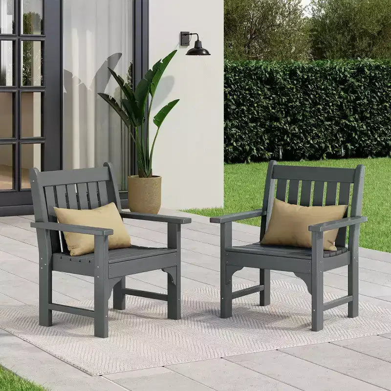 WestinTrends Outdoor Patio HDPE Adirondack Dining Arm Chairs (Set of 2)