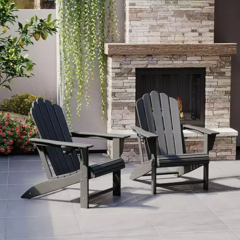 WestinTrends Highland Outdoor Patio HDPE Adirondack Chairs With Cup Holders (Set of 2)