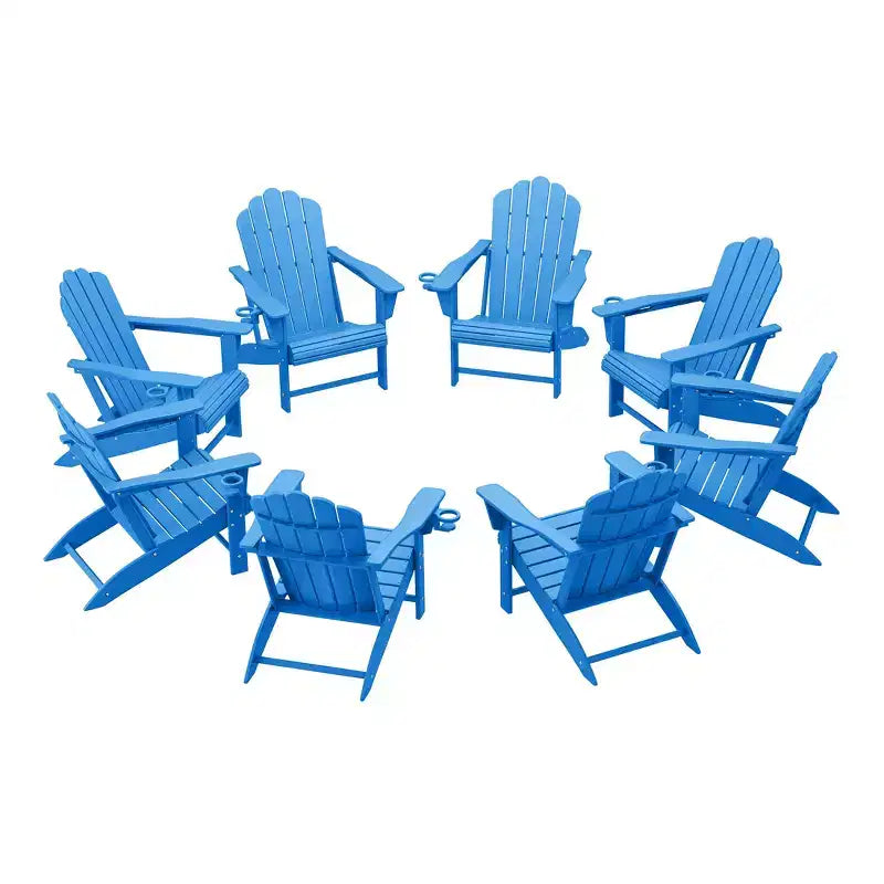 WestinTrends Highland Outdoor Patio HDPE Adirondack Chairs With Cup Holders (Set of 8)