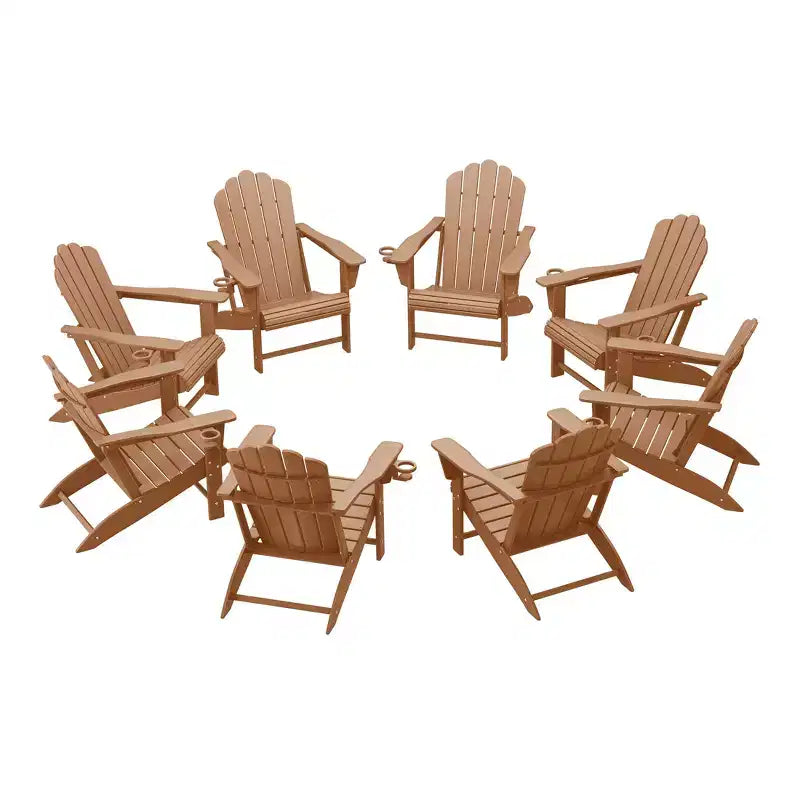 WestinTrends Highland Outdoor Patio HDPE Adirondack Chairs With Cup Holders (Set of 8)