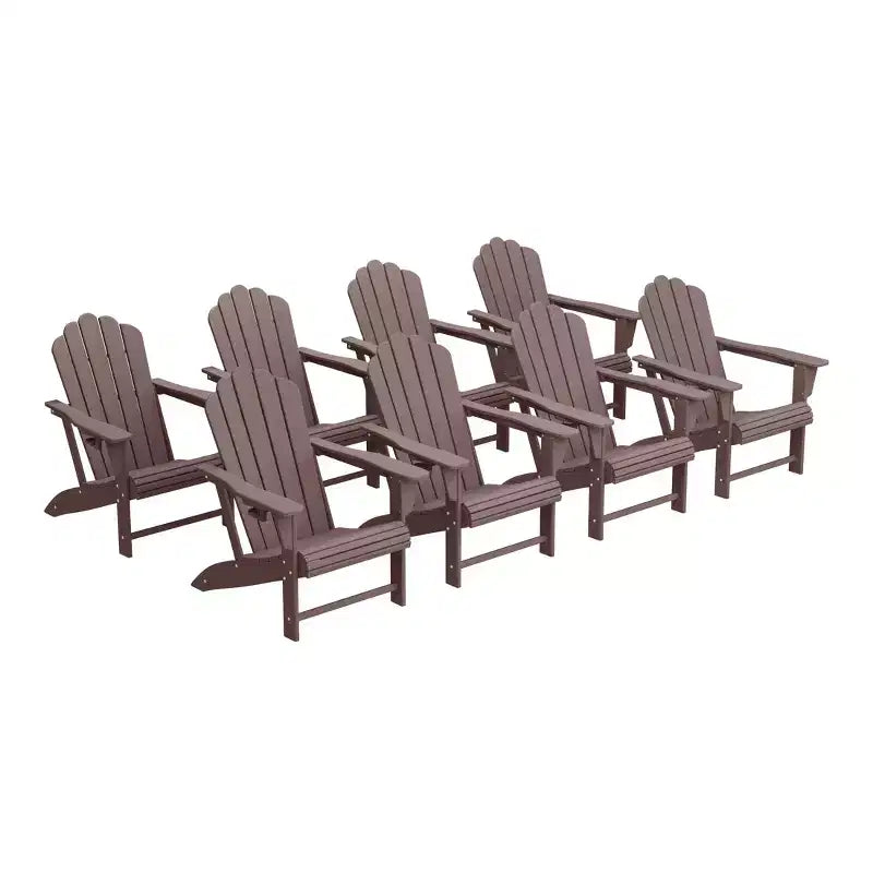 WestinTrends Highland Outdoor Patio HDPE Adirondack Chairs With Cup Holders (Set of 8)