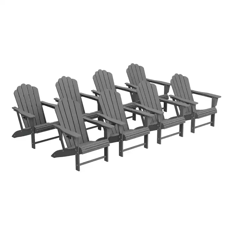 WestinTrends Highland Outdoor Patio HDPE Adirondack Chairs With Cup Holders (Set of 8)