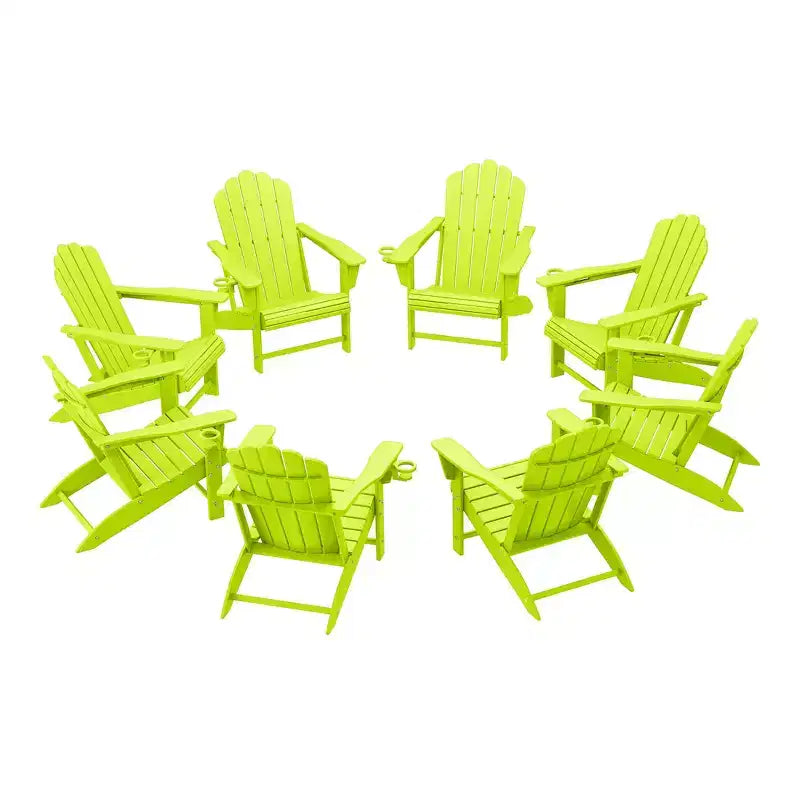 WestinTrends Highland Outdoor Patio HDPE Adirondack Chairs With Cup Holders (Set of 8)