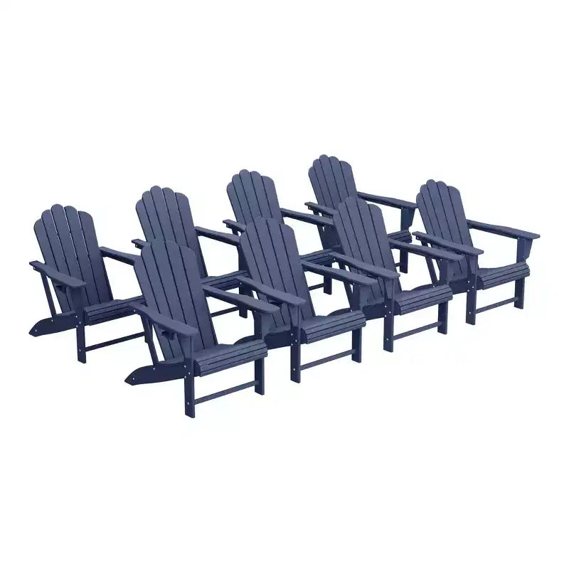 WestinTrends Highland Outdoor Patio HDPE Adirondack Chairs With Cup Holders (Set of 8)
