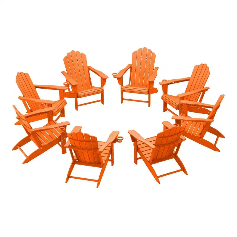 WestinTrends Highland Outdoor Patio HDPE Adirondack Chairs With Cup Holders (Set of 8)