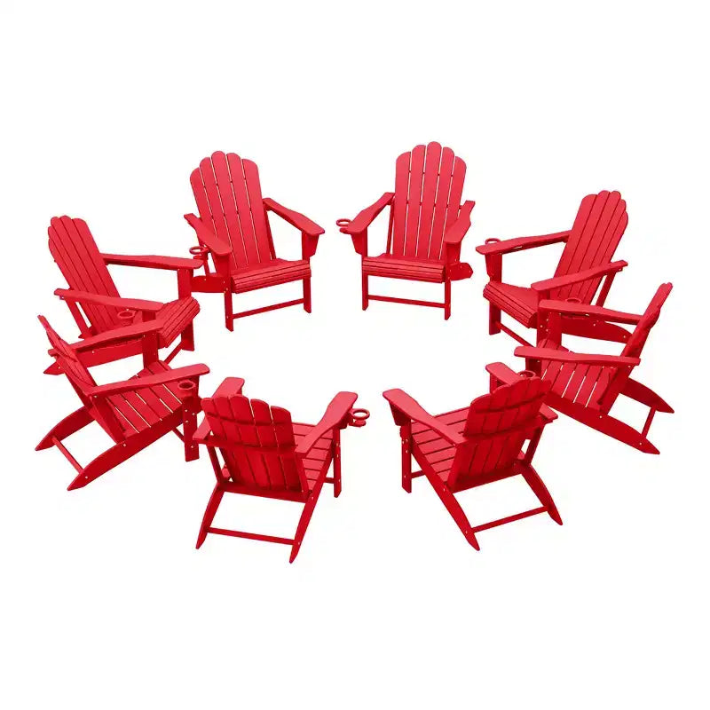 WestinTrends Highland Outdoor Patio HDPE Adirondack Chairs With Cup Holders (Set of 8)