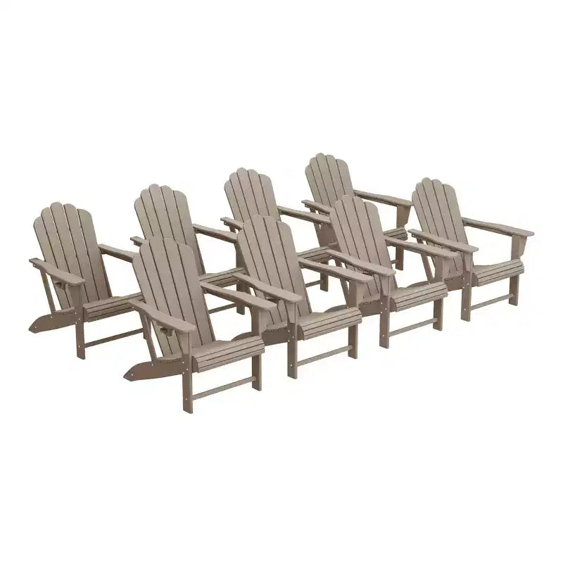 WestinTrends Highland Outdoor Patio HDPE Adirondack Chairs With Cup Holders (Set of 8)