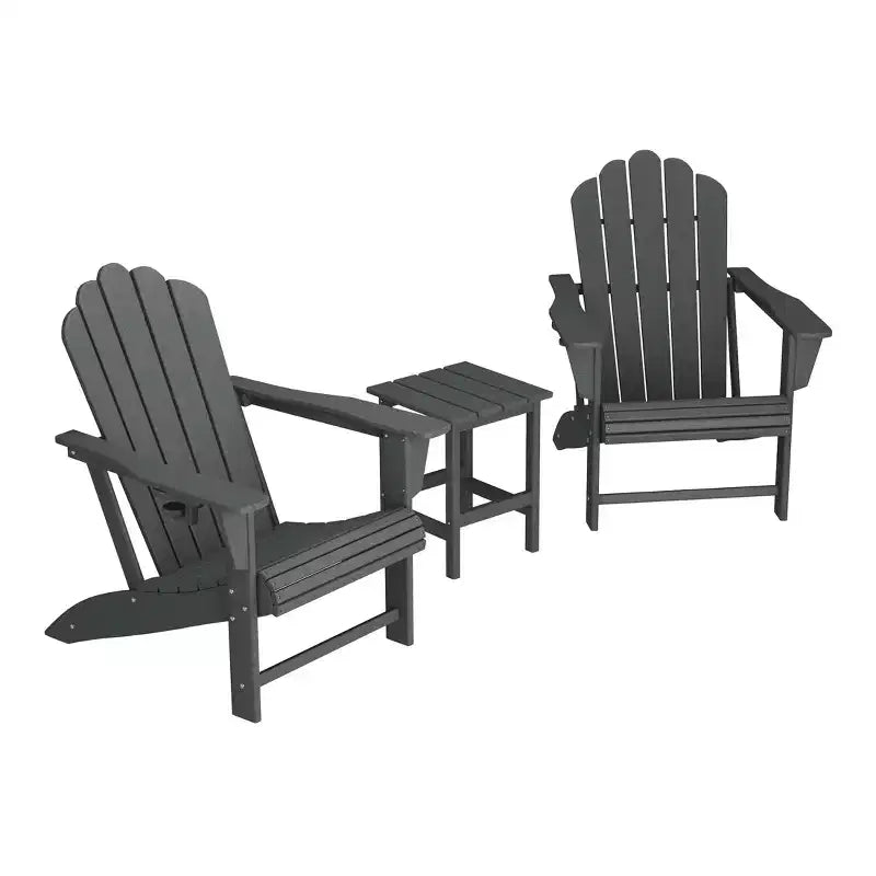 WestinTrends Highland 3-Piece Outdoor Patio HDPE Adirondack Chair With Cup Holder and Table Set