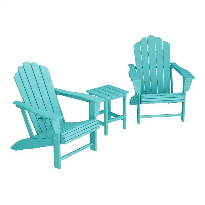 WestinTrends Highland 3-Piece Outdoor Patio HDPE Adirondack Chair With Cup Holder and Table Set