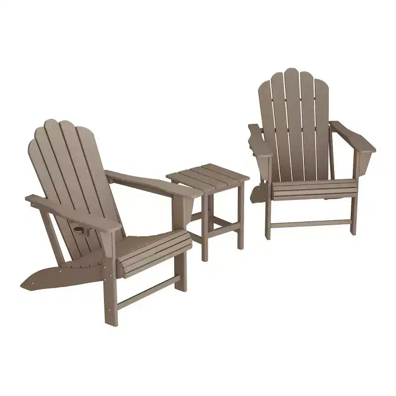 WestinTrends Highland 3-Piece Outdoor Patio HDPE Adirondack Chair With Cup Holder and Table Set