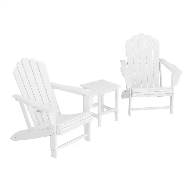 WestinTrends Highland 3-Piece Outdoor Patio HDPE Adirondack Chair With Cup Holder and Table Set