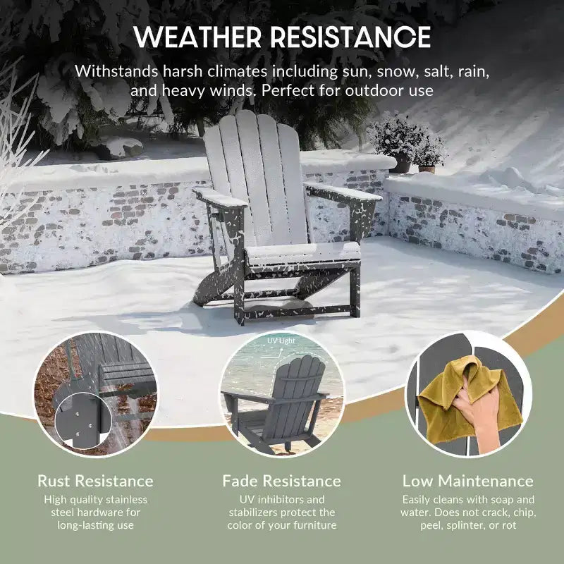 WestinTrends Highland 4-Piece Outdoor Patio HDPE Adirondack Chairs With Ottomans and Cup Holder Set