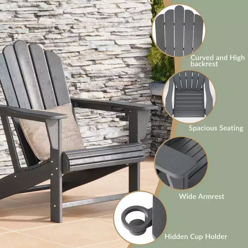 WestinTrends Highland 4-Piece Outdoor Patio HDPE Adirondack Chairs With Ottomans and Cup Holder Set