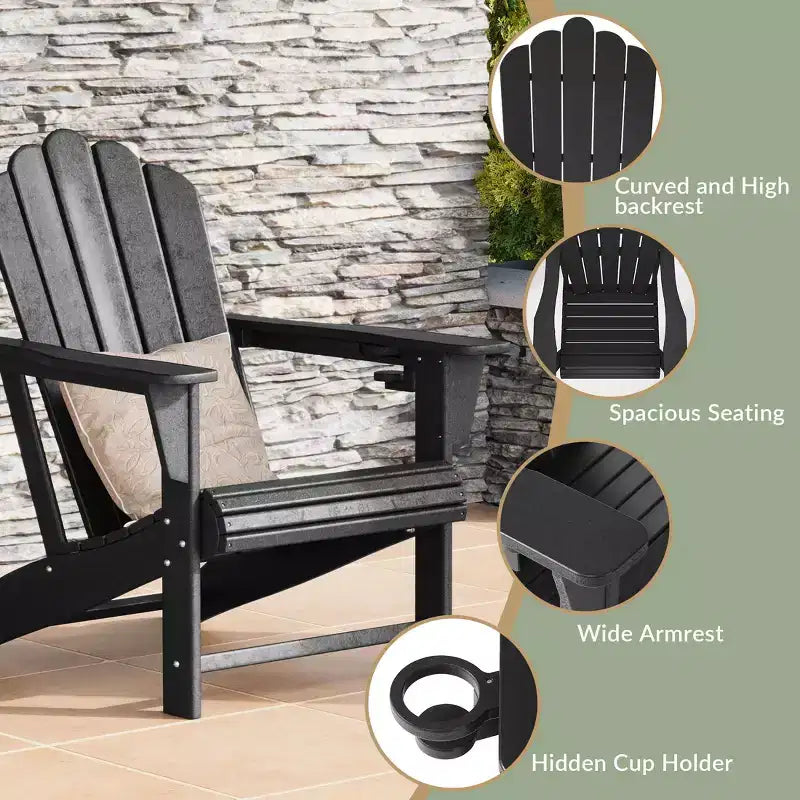 WestinTrends Highland 4-Piece Outdoor Patio HDPE Adirondack Chairs With Ottomans and Cup Holder Set