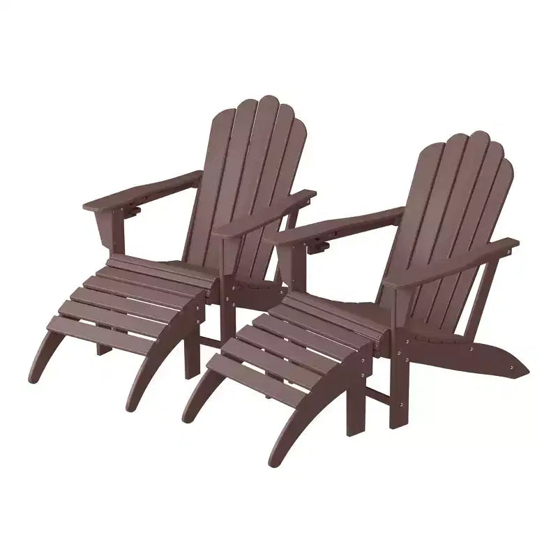 WestinTrends Highland 4-Piece Outdoor Patio HDPE Adirondack Chairs With Ottomans and Cup Holder Set