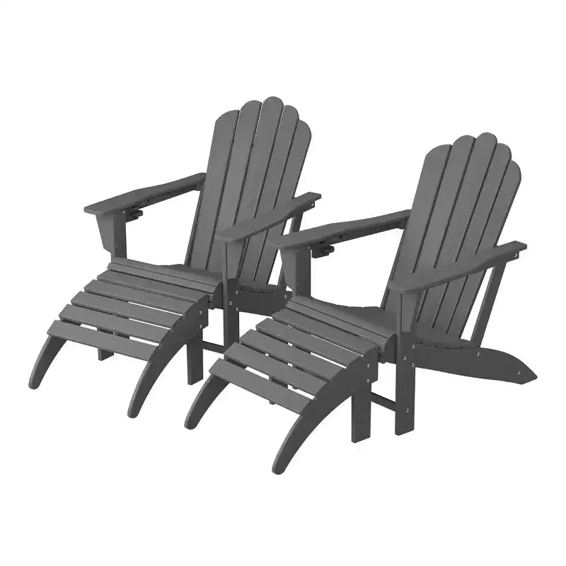 WestinTrends Highland 4-Piece Outdoor Patio HDPE Adirondack Chairs With Ottomans and Cup Holder Set