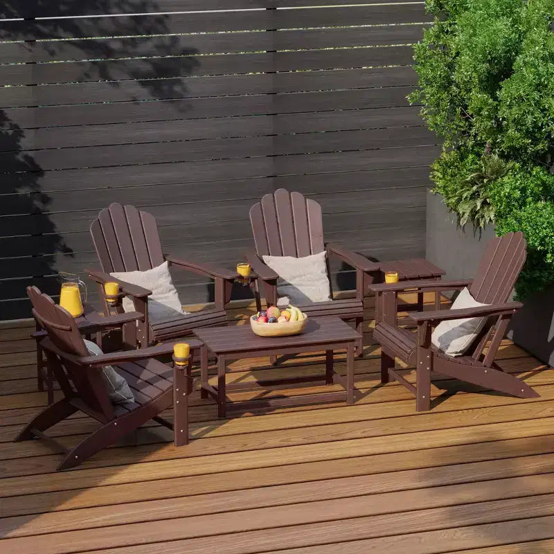 WestinTrends Highland 7-Piece HDPE Outdoor Patio Furniture Adirondack Conversation Set