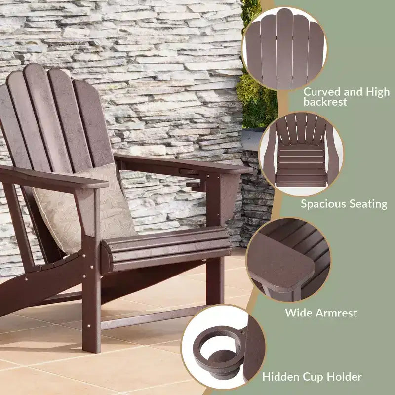 WestinTrends Highland 4-Piece Adirondack Chairs with Cup Holders and Table Set