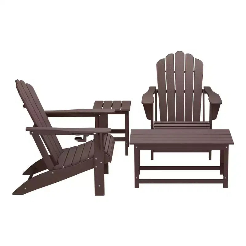 WestinTrends Highland 4-Piece Adirondack Chairs with Cup Holders and Table Set
