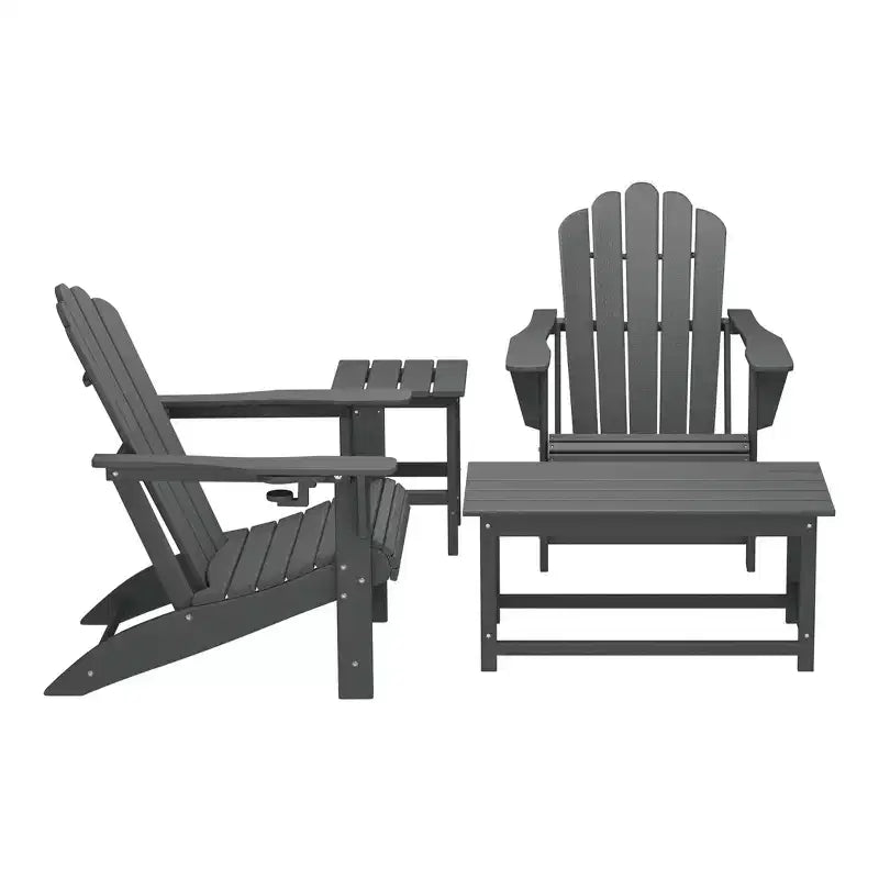 WestinTrends Highland 4-Piece Adirondack Chairs with Cup Holders and Table Set