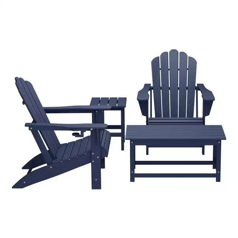 WestinTrends Highland 4-Piece Adirondack Chairs with Cup Holders and Table Set