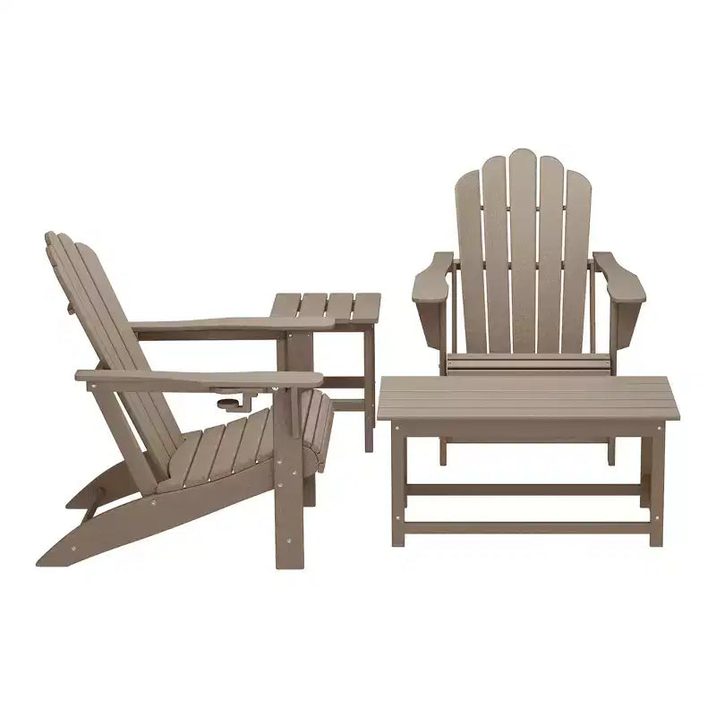 WestinTrends Highland 4-Piece Adirondack Chairs with Cup Holders and Table Set