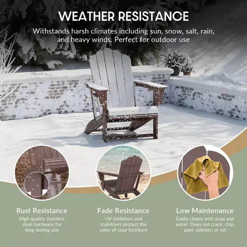 WestinTrends Highland 3-Piece Adirondack Chairs with Cup Holders and Coffee Table Set